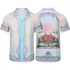 23SS Casablanc-S 스포츠 니트 토끼 실크 남성 디자이너 셔츠 하와이 짧은 슬리브 남자 슬림 핏 드레스 셔츠 품종
