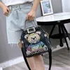 Evening Bags Cartoon Bear Rhinestone Handbag Female High Quality Sparkle Shiny Black Messenger Women Fashion Daily Shoulder Bag