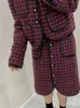 Dames down parkas herfst en winter retro stijl plaid short jas dames jas hoge taille rokvrouwen's