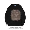 Moishee Tide American Retro Alphabet Print Round Dound Neck Sweater Men's Loose Ins Hip Hop Coat Disual Coat