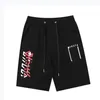 22GG Lässige Herren-Shorts, trendige und vielseitige schwarze Jogginghose mit Buchstabenstreifen, locker fallende, gerade Hose