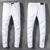 Jeans White Holes Skinny Strappato Mens Fit Designer Distressed Pantaloni strappati per uomo Danneggiato Patchwork Moto Cerniera lunga Baggy Denimcowboy