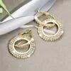 Dangle Boucles D'oreilles Lustre Creative Design Élégant Or Couleur Pour Les Femmes Géométrique Grand Cercle Dorp Cristal Oreille Ronde Jewerly GiftDangle