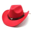 Chapéu de cowboy clássico retrô feminino de lã ocidental aba larga chapéu de sol festa viagem ao ar livre boné