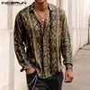 INCERUN Hombres Camisa estampada de manga larga Streetwear Botón de solapa Personalidad Hombres Camisas Casual Marca Tops de alta calidad S-5XL 220623