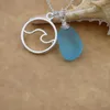 Pendant Necklaces SanLan Wave Beach Blue Sea Glass Necklace Ocean Wedding Jewelry Gift For HerPendant