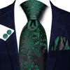 Bow Ties Black Green Paisley Silk Wedding Tie للرجال Handky Cufflink Gift Necktie Fashion Party Dropship Hi-Tie Designerbow Bowbow