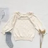 Pullover baby barn flickor långärmad ihålig blommaknick tröja höstvinter tröjor barnkläder