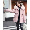 冬のパーカージャケットの女性新しい毛皮の襟フード付き濃厚な綿ジャケットホワイトグリーンファッションゆるいコットンコートl220730