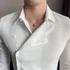 Chemises habillées pour hommes Style britannique Chemise à manches longues Hommes Vêtements Mode Automne Affaires Tenue de soirée Chemise Homme Slim Fit Camisa MasculinaM