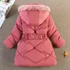 2022 New Plush Thickened Large Wool Collar Children Medium And Long Cotton Quilted Jacket Girls Cotton Quilted Jacket Winter J220718