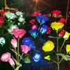 Flores decorativas grinaldas simulação solar Flores de rosas luzes casas luzes jardim quintal lâmpada noturna paisagem impermeável LightDecorative