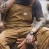 Vintage Jeans Overaller Mens Jumpsuit Cargo Work Byxor Baggy Bib Kontraststygn Denim Trousers 220325