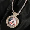 Custom Made Round Fashion Photo Pendant Necklace For Men Women Gifts Cubic Zirconia Charm Hip Hop Jewelry