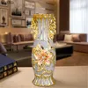 NOOLIM Europe Gold Plated Frost Porcelain Vase Vintage Advanced Ceramic Flower for Room Study Hallway Home Wedding Decor 220628