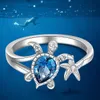 bague zircon cubique topaze bleue