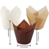 Sublimering 250pcs / Lot Tulpan Cupcake Liners Baking Cups Muffin Bakning Liner Grease-Proof Paper Cupcakes Wrappers för bröllopsfödelsedagsfest