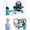 Mini City Diecast Ambulanza Modello di auto di emergenza Scivolo leggero Porta aperta Ambulancia Oyuncak Giocattoli educativi per bambini