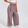 Pantalon grande taille pour femme, ceinture, été, élégant, jambes larges, élastique, ample, tricot côtelé, pantalon droit décontracté, bas 6XL 7XLWomen's