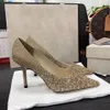Classic fashion women's high 6.5cm 8.5cm heel dress shoes Party sexy Lysine stone beads pointy toe women luxury designer Mar