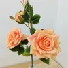 Artificial Silk 3 Heads Rose Flowers Bouquets Simulated Core Spun roses Wedding Home Decoration Flower Bouquet by sea T9I001913