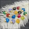 Konst och hantverk Arts Gifts Home Garden 12x15mm Natural Crystal Stone Charms Dekorera Little Rhombus Green Yellow Jade Pend Dhcuk