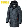 Oumor 8XL Men Winter Long Casual Camouflage Hood Jacket Parkas Coat Men Outdoor Fashion Warm Thick Pockets Parkas Trench Men 201127