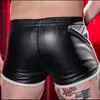 Schwarz, sexy für Männer mit Taschen, Herren-Shorts aus Kunstleder, Sport, Laufen, Fitness, Strand, schnell trocknend, 220623