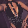 Sexyy corps jarretelles femmes cuir harnais chaîne Bondage Lingerie soutien-gorge poitrine sangles jarretière bas épée ceinture sexy jouet