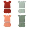 Été nouveau-né bébé garçons filles vêtements ensembles coton coton solide à manches courtes t-shirts à col o de shorts 2pcs