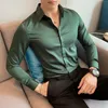 Plus Size 5XL-M Herfst Effen Lange Mouw Overhemd Mannen Kleding Eenvoudige Slim Fit Casual Formele Slijtage Kantoor Blouse Homme 220516