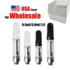 USA Stock Th205 Atomizers Vape Cartridges Hand Screw on Lock Pens 0.5ml 1.0ml Thick Oil 510 Thread Glass Tanks Carts E Cigarette