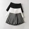 Summer High Waist Skirts Womens Sexy Mini Skirts Vintage Pleated Skirt Korean Tennis Skirts Short White Black 220511