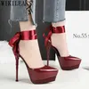 Elegant Shoes Extreme High Heels Sandals Women Patent Leather Lace Up Designer Luxury 2022 Platform Buty220513