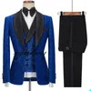 Senaste Bröllop Tuxedos Coat Pant Designs Fashion Glänsande Svart Män Passar för Groom Wear Slim Fit Terno Masculino Prom Party 3 stycken (Jacka + Vest + Byxor + Bowtie)