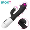 IKOKY Nipple Vagina Anus Massage Rabbit Vibrator Tongue Licking G-Spot Clitoris Stimulator 30 Frequency sexy Toys for Women