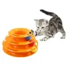 Three Levels Pet Cat Toy Tower Tracks Disc Cat Intelligence Amusement Triple Disc Cat Toys Ball Training Amusement Plate 220510