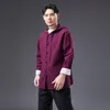 Improved ethnic clothing Hooded men's Tang Suit top Oriental costume Chinese traditional Hanfu male button outfit linen apparel