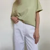 WOTWOY Summer Casual Loose Tee Shirt Women Cotton Short Sleeve Solid Basic TShirt Female Soft Knitted Korean Tops Harajuku 220630