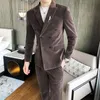 Men's Suits & Blazers SYUHGFA Men Clothing 2022 Spring Velvet Suit Coat Causal Korean Streetwear Fashion Long Sleeve Office Business Male