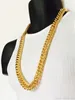 Mens Miami Cuban Link Curb Chain 24k Real Yellow Solid Gold GF Necklace Hip Hop 11MM Thick Chain JayZ