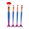 4pcs Mermaid Makeup Brush Set Fishtail Gradient Color Makeup Brushes Eyeshadow Beauty Tools Kit