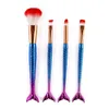 4PCS Syrenka do makijażu Zestaw pędzla Fishtail Gradient Makeup Szczotki do cienia do cienia dookoła