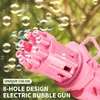 Crianças Automático Gatling Bubble Guns Toy 8 Holes Máquina de bolhas elétricas para crianças ao ar livre Toys Toys meninos Meninas Toys de banho