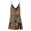 Sukienki swobodne Bkld Spring Clothing Fashion Leopard Ruffles Nieregularne spaghetti bez ramiączki stroje dla kobiet imprezowych