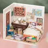 Robotime DIY Studio Bedroom Dining Room House with Furniture Children Adult Doll Miniature Dollhouse Wooden Kits Toy DGM 220715