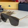 Óculos de sol com máscara dourada Maison Craft outono/inverno 2022 Lentes com logotipo de 5 elementos e hastes finas combinadas com óculos grandes femininos elegantes e sofisticados Z1717