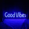 Luzes noturnas Goodvibes Sign Luz de neon LED transparente Lâmpada azul rosa Good Vibes Wall pendurada Lightnight7745668