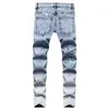 Jean homme coupe ajustée Graffiti déchiré droit Biker Denim pantalon grande taille moto homme Hip Hop pantalon pour homme