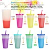 Color Changing Cups Tumblers with Lids Straws - 7 Reusable Bulk Plastic Cold for Adults Kids 24oz Tumbler 220509